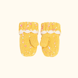 Yellow Speckled Knit Mittens