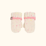 White Speckled Knit Mittens
