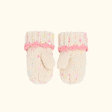 White Speckled Knit Mittens